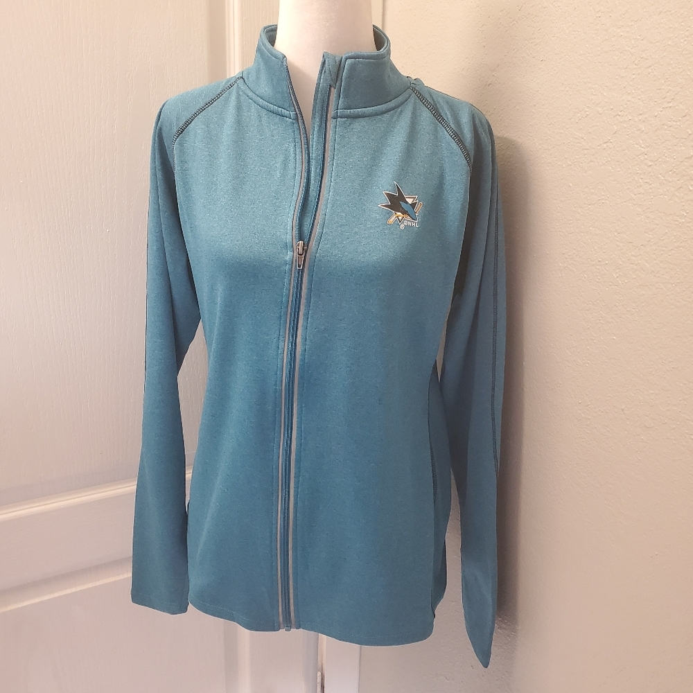 NHL Hockey San Jose Sharks Zip up Teal  Sweater L